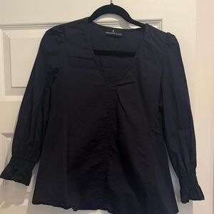 Pomander Place Navy V-Neck Long Sleeve Blouse